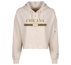Chicana Ditto Cropped Pull over Hoodie Sweatshirt