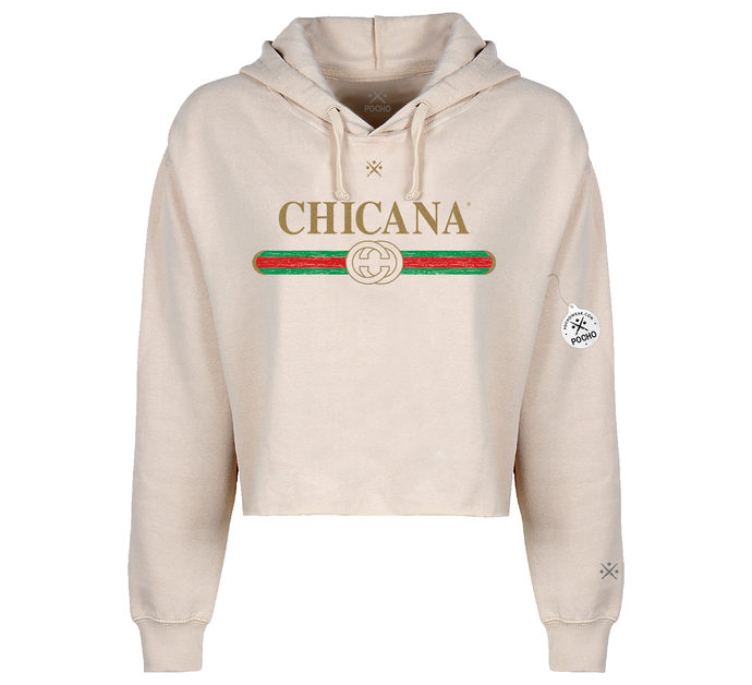 Chicana Ditto Cropped Pull over Hoodie Sweatshirt